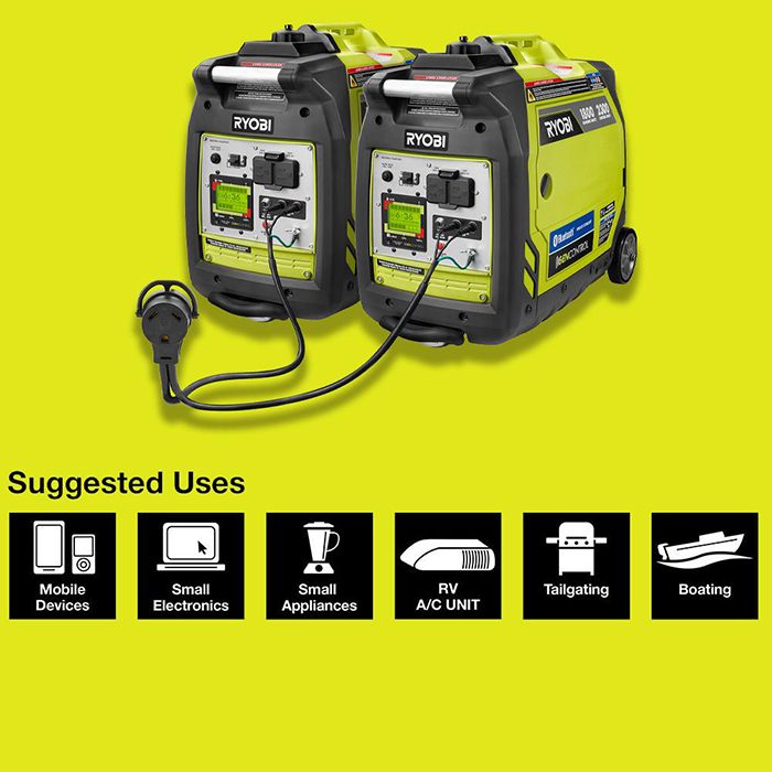RYOBI Bluetooth 2,300-Watt Super Quiet Gasoline Powered Digital